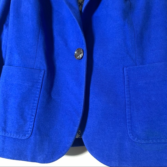 The limited cobalt blue one button cotton polyester blazer geometric circle sz S - Picture 2 of 12
